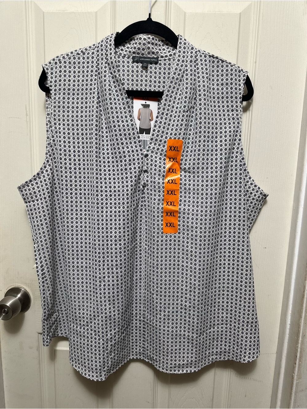 Adrianna Papell Sleeveless V-Neck Patterned Blouse Size XXL
